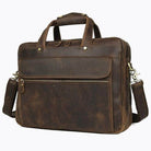 Vintage leather briefcase with multiple compartments and a comfortable shoulder strap