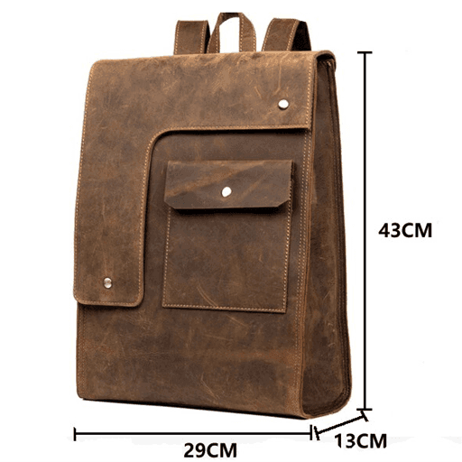 Vintage leather business backpack with multiple pockets and adjustable straps for stylish professionals