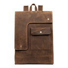 Vintage leather business backpack with a sleek design and front pocket for essentials