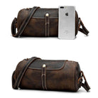 Vintage leather crossbody bag with adjustable strap and phone for stylish everyday use