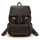 Vintage leather laptop backpack with adjustable straps and multiple pockets for convenience