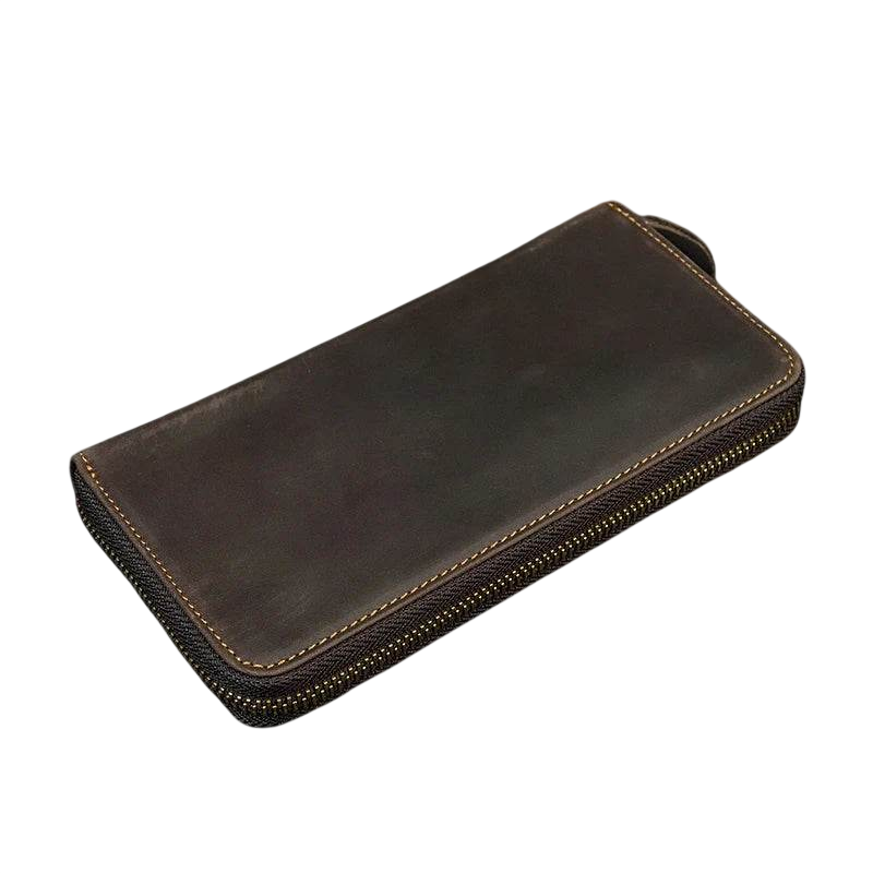 Vintage Leather Long Wallet for Men & Women with Single