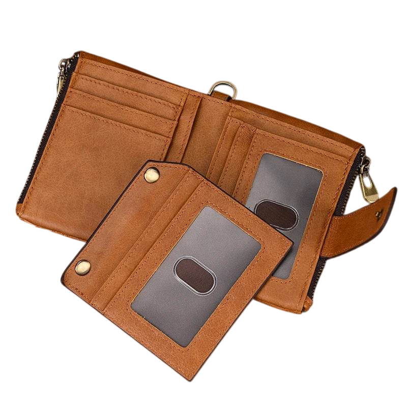 Vintage Leather Short Wallet for Men with Clip Bifold Coin