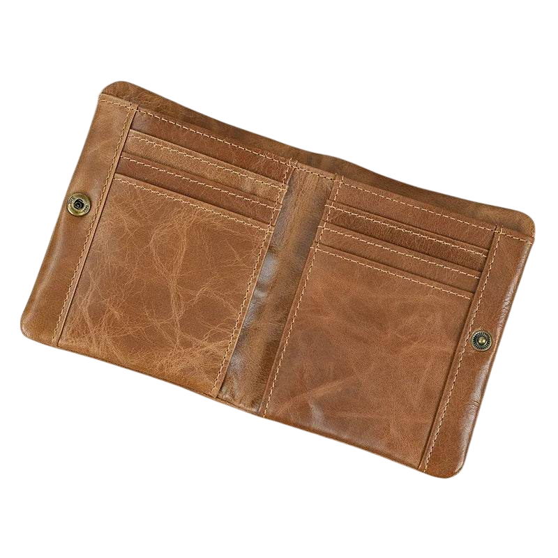 Vintage Leather Short Wallet with Coin Purse for Men RFID