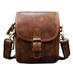 Vintage leather sling bag with adjustable strap and stylish buckle detailing for everyday use