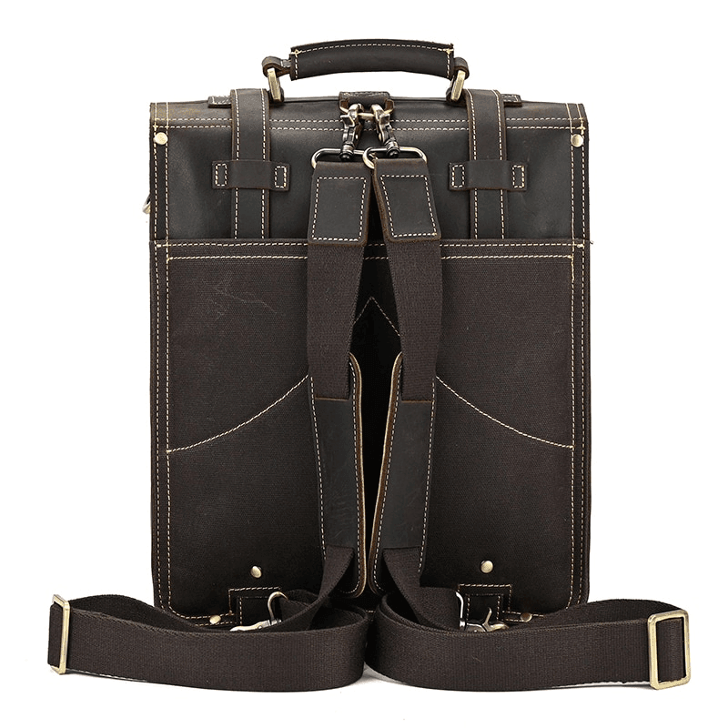 Vintage leather travel backpack with adjustable straps and sturdy design for adventure seekers