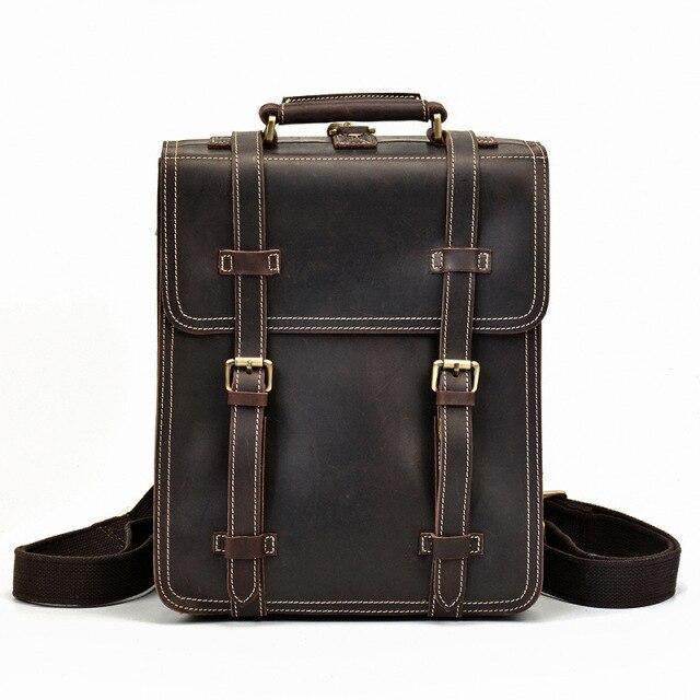 Vintage leather travel backpack by VacationGrabs with multiple compartments and sturdy straps