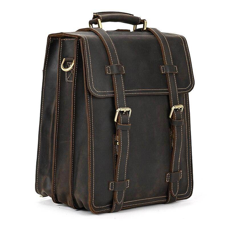 Vintage leather travel backpack with spacious compartments and sturdy buckles for durable travel