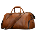 Sac de voyage vintage en cuir pour homme grande capacité à main