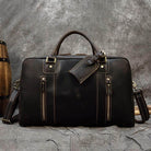 VacationGrabs vintage leather weekender bag with sturdy zippers and adjustable strap for stylish travel