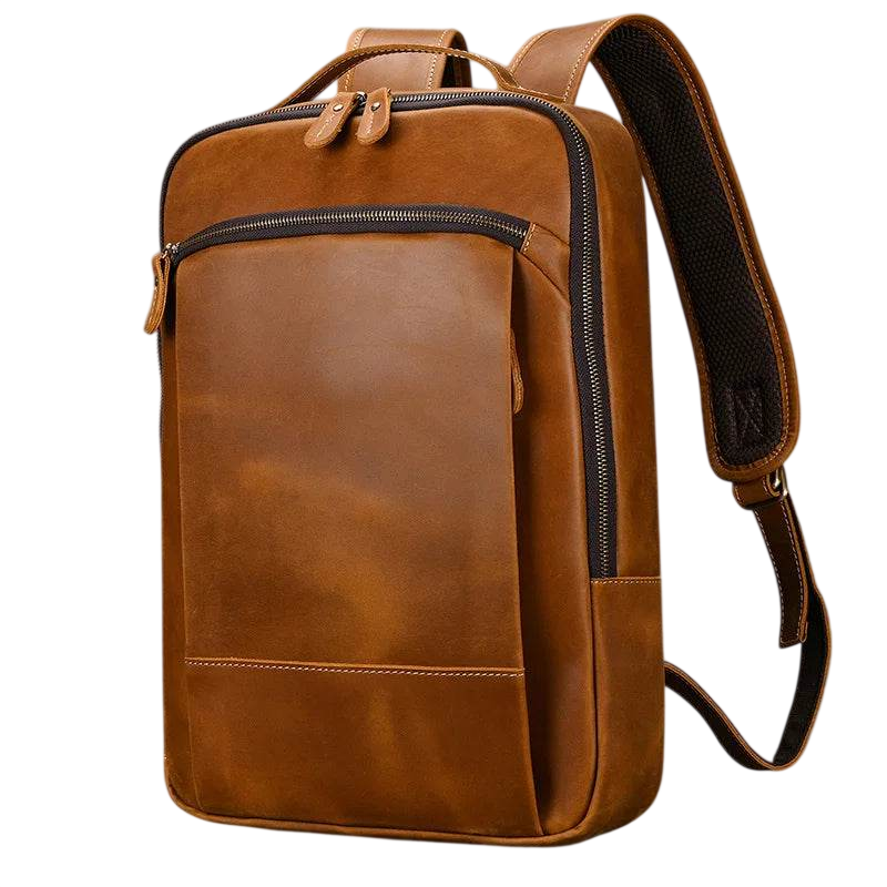 Mochila de viaje de cuero Crazy Horse vintage para hombre