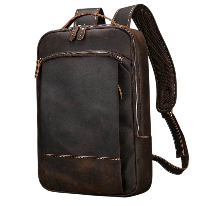 Mochila de viaje de cuero Crazy Horse vintage para hombre