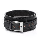Black vintage punk bracelets for men with a classic buckle design and soft leather material