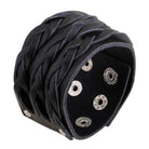 Stylish vintage punk wristband for men made of braided black leather for a bold look