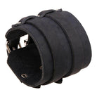 VacationGrabs vintage punk wristband for men in black leather with adjustable buckle closure