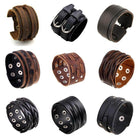 Collection of vintage punk wristbands for men featuring different styles and textures