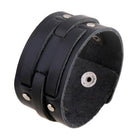 Vintage punk wristband for men in black leather with stylish metal studs for a bold look