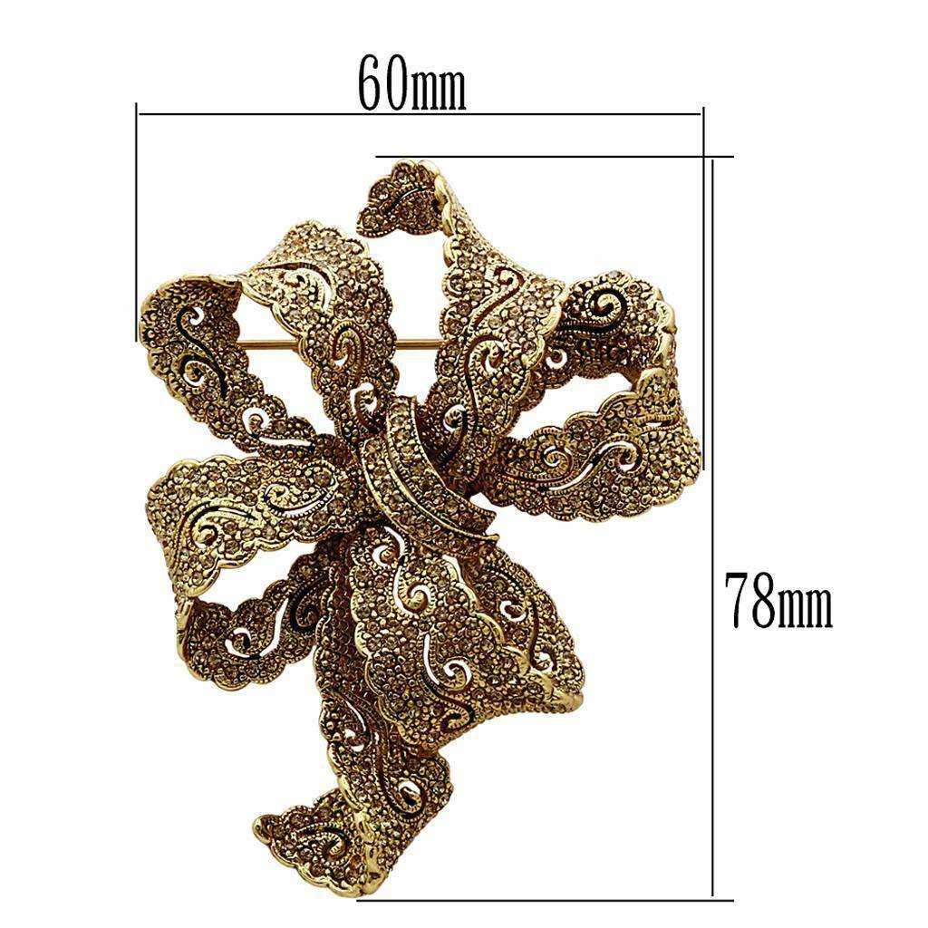 Vintage style white metal brooch with intricate floral design and antique finish