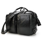 High Quality Leather Professional Bag 3 Ways to Use . Black leather travel briefcase with multiple zip pockets and shoulder strap