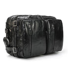Black leather travel briefcase with front pockets and adjustable strap High Quality Leather Professional Bag 3 Ways to Use .