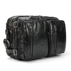 Black leather travel briefcase with front pockets and adjustable strap High Quality Leather Professional Bag 3 Ways to Use .