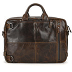 High Quality Leather Professional Bag 3 Ways to Use . Brown distressed leather briefcase with handles zip pocket and strap rings