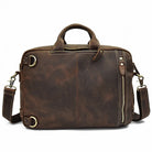 High Quality Leather Professional Bag 3 Ways to Use . Brown distressed leather briefcase with shoulder strap and brass hardware