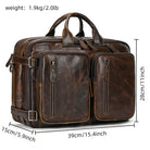 Brown vintage leather briefcase with dual front zip pockets High Quality Leather Professional Bag 3 Ways to Use .