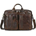 High Quality Leather Professional Bag 3 Ways to Use . Distressed brown leather briefcase with two front zip pockets shoulder strap