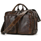 High Quality Leather Professional Bag 3 Ways to Use . Brown leather briefcase with dual zip pockets and adjustable shoulder strap