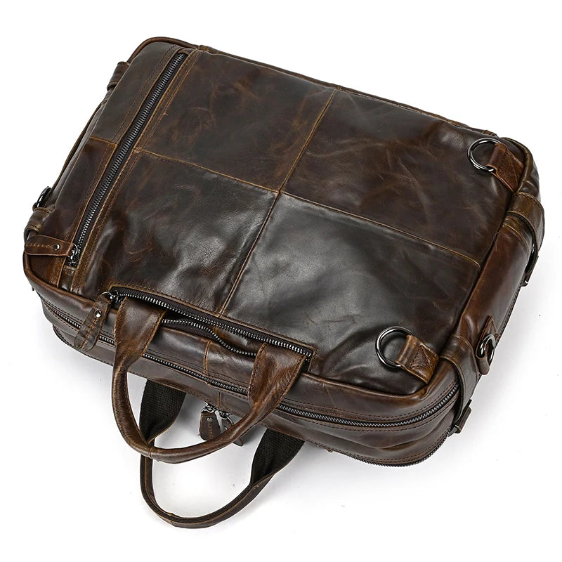 High Quality Leather Professional Bag 3 Ways to Use . VacationGrabs brown leather briefcase with handles and D rings