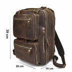 VacationGrabs High Quality Leather Professional Bag 3 Ways to Use . brown multi pocket travel briefcase backpack with straps