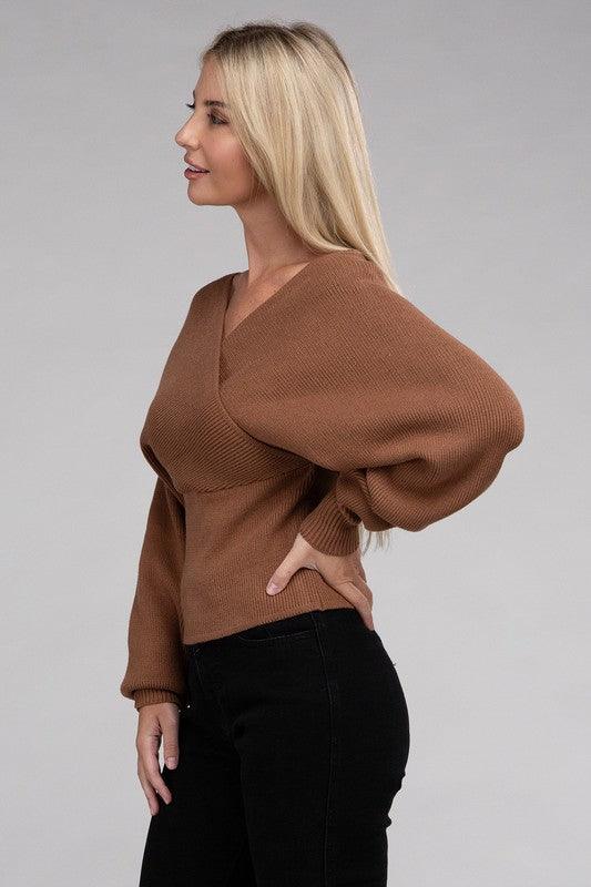 Women's Sweaters Viscose Cross Wrap Pullover Sweater