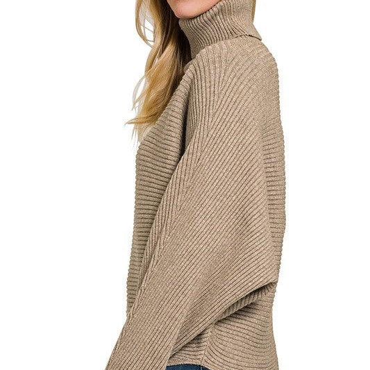 Women's Sweaters Viscose Dolman Sleeve Turtleneck Sweater