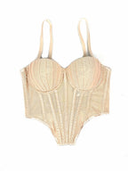 Sexy clubwear bustier shirt in beige with structured cups and adjustable straps by VacationGrabs