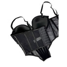 Black sexy clubwear bustier shirt with adjustable straps and hook-and-eye closure