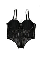 Black sexy clubwear bustier shirt with structured cups and sequin detailing by VacationGrabs