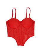VacationGrabs red sexy clubwear bustier shirt with sequin detailing and adjustable straps