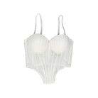 White mesh sexy clubwear bustier shirt with padded cups and adjustable straps by VacationGrabs