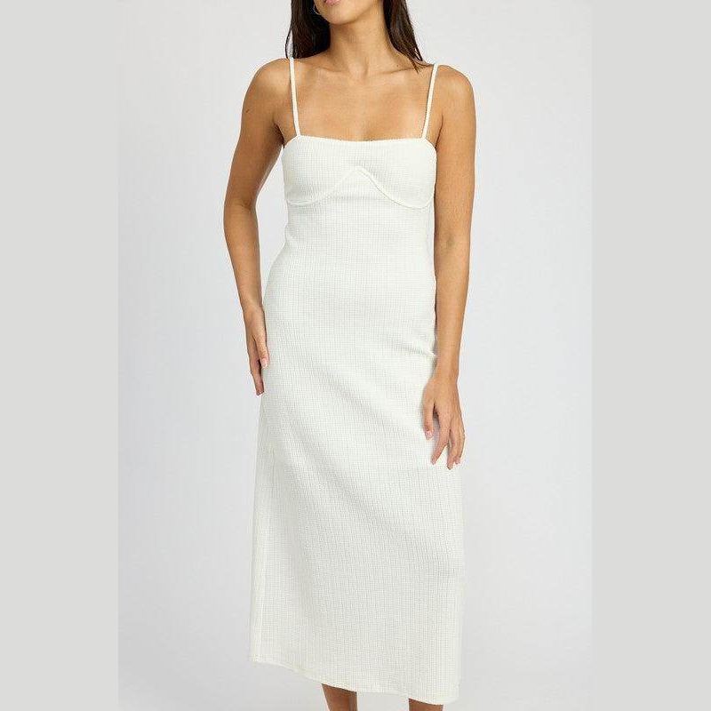 Waffle Knit Midi Dress - VacationGrabs