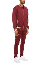 Men's 2PC Track Set in Burgundy with Stylish Waist Band Track Suit Design