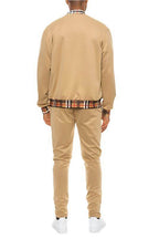WEIV Men's 2PC Track Set in Beige featuring a stylish waist band track suit design