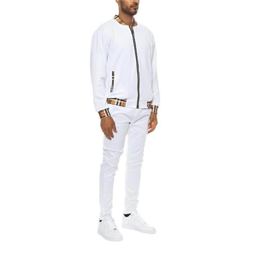 Men's 2PC Track Sets by WEIV featuring a stylish waist band track suit in white