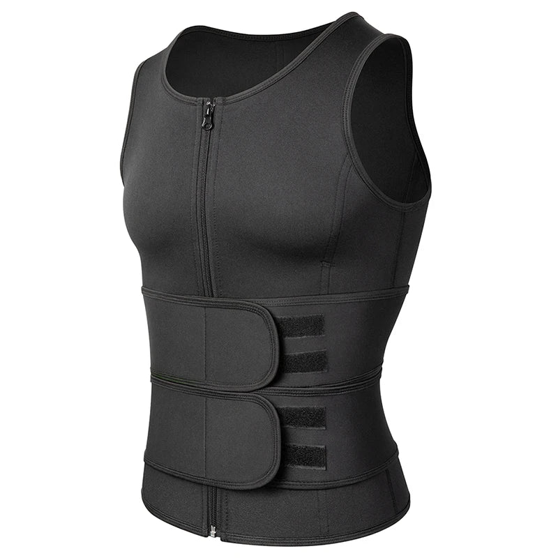 Men's black waist corset trainer for compression and support