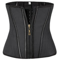 Black waist corset trainer with zipper for body shaping