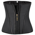 Black waist corset trainer with zipper for body shaping