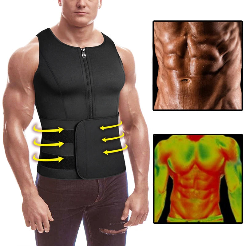 Men's black waist corset trainer for compression and support