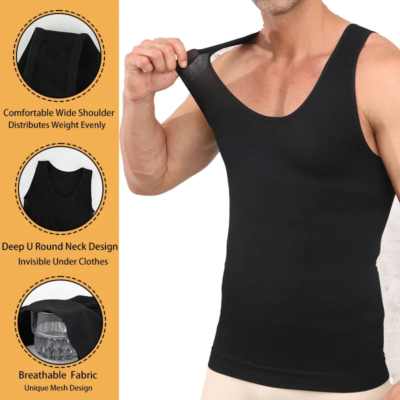 Men's black waist corset trainer, breathable fabric for comfort