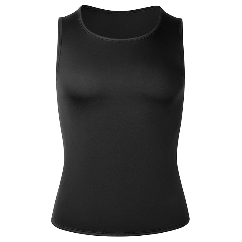 Men's black compression tank top, smooth fit, waist corset trainer
