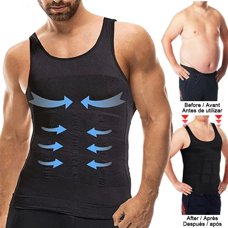 Men's black waist corset trainer for enhancing physique and support
